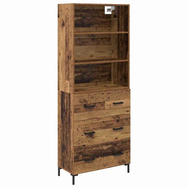 vidaXL Highboard z szufladą Stare drewno 69,5 x 34 x 180 cm