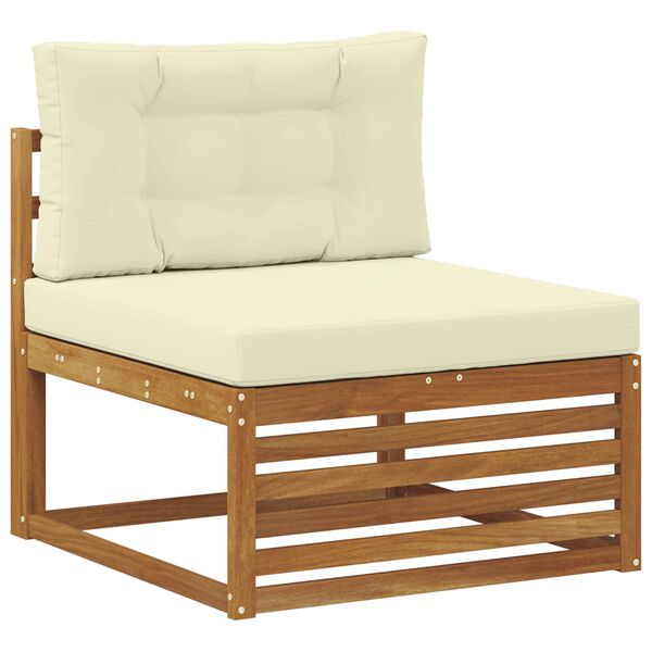 vidaXL Zestawy sof 9 pcs Naturalny i Kremowy Lite Drewno Akacji