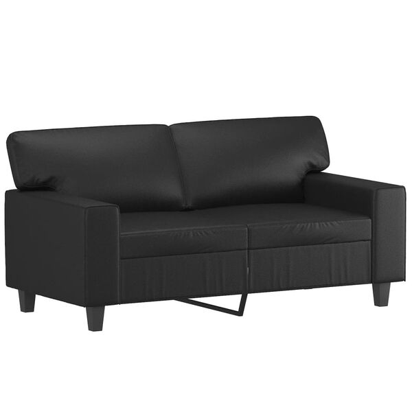 vidaXL 2-osobowa sofa z poduszkami, czarna, 120 cm, sztuczna skóra