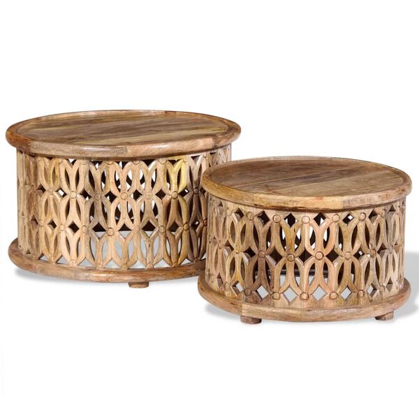 vidaXL Zestaw stolików kawowych, 2 szt., lite drewno mango