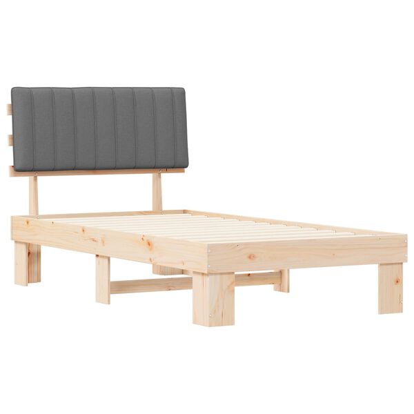 vidaXL Ramka ł&oacute;żka z tapicerowanym wezgłowiem Jasnoszary 100 x 200 cm