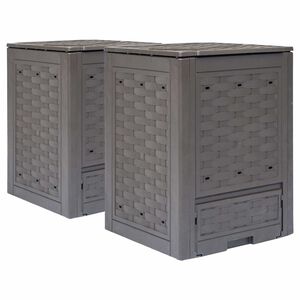 vidaXL Kompostowniki, 2 szt., 60x60x83 cm, 600 L, rattan z tworzywa