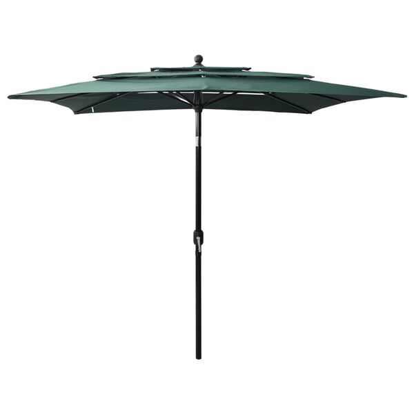 vidaXL 3-poziomowy parasol na aluminiowym słupku, zielony, 2,5x2,5 m