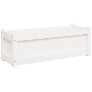 vidaXL Donica ogrodowa, biała, 90x31x31 cm, lite drewno sosnowe