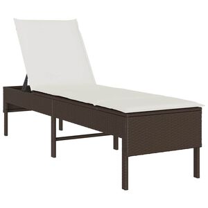 vidaXL Leżak z poduszką Brązowy 55x200x44cm Polirattan