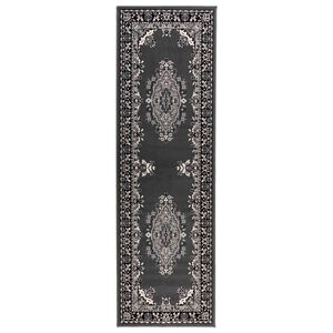 vidaXL Dywan Bieżnik FLORNES Tkany Szary Wz&oacute;r 67 x 150 cm PP 7 mm