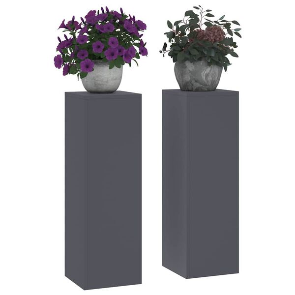 vidaXL Stojak na rośliny 2 pcs Antracyt 24 x 24 x 75 cm Stal