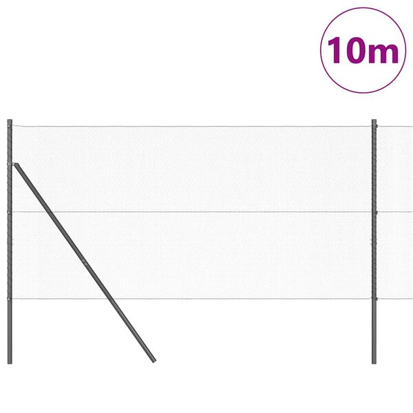 vidaXL Słupek ogrodzeniowy. Szary 10 x 1 m (siatka 13 mm) Stal i PVC