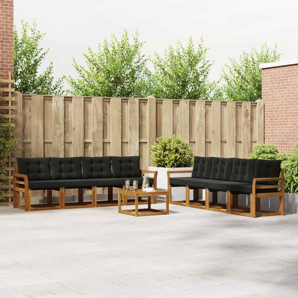 vidaXL Zestaw sof na zewnątrz z poduszką 9 pcs Naturalny i czarny