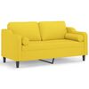 vidaXL 2-osobowa sofa z poduszkami, jasnoż&oacute;łta, 140 cm, tkanina