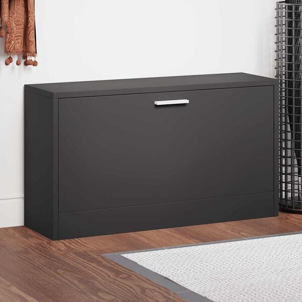 vidaXL Ławka na buty czarna 80x24x45 cm Drewno konstrukcyjne