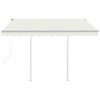 vidaXL Automatycznie zwijana markiza z słupkami, 3x2,5 m, kremowa