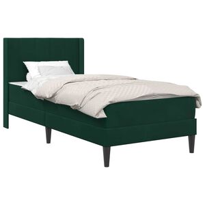 vidaXL Rama ł&oacute;żka z materacem Ciemnozielony 80 x 200 cm Welur
