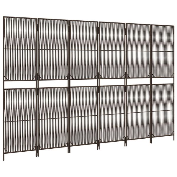 vidaXL Parawan 6-panelowy, brązowy, polirattan