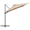 vidaXL Parasol wiszący z LED i stalowym słupkiem, 250x250 cm, taupe