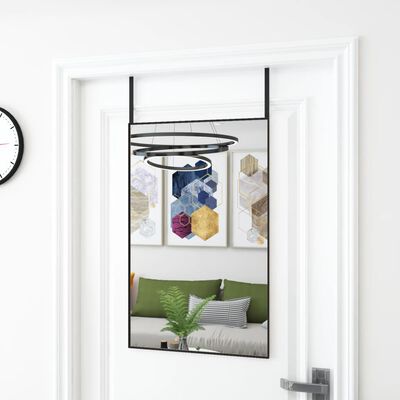 vidaXL Lustro na drzwi, czarne, 50x80 cm, szkło i aluminium