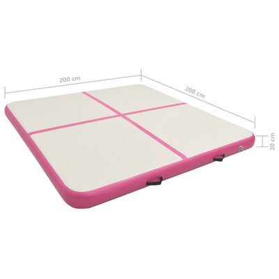 vidaXL Mata gimnastyczna z pompką, 200x200x20 cm, PVC, różowa