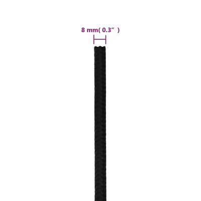 vidaXL Linka robocza, czarna, 8 mm, 250 m, poliester