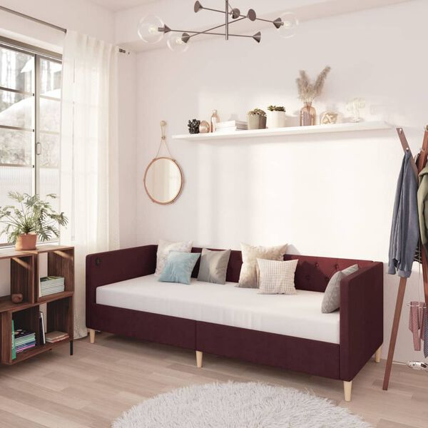 vidaXL Ł&oacute;żko dzienne z materacem i USB, fioletowa tkanina, 90x200 cm