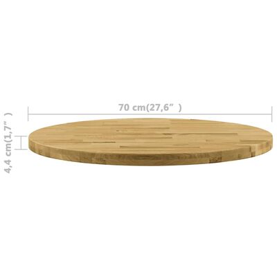 vidaXL Okrągły blat do stolika z litego drewna dębowego, 44 mm, 700 mm