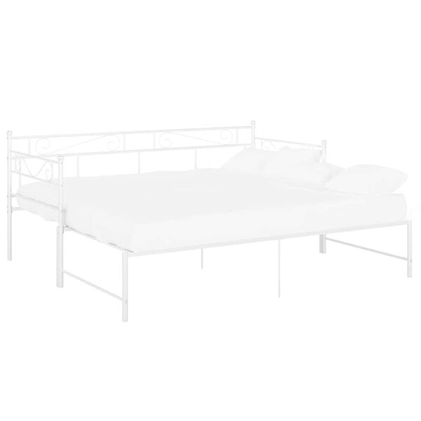 vidaXL Sofa z wysuwaną ramą łóżka, biała, metalowa, 90x200 cm