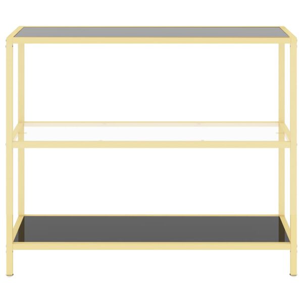 vidaXL Półka, czarna/przezroczysta, 100x36x90 cm, szkło hartowane