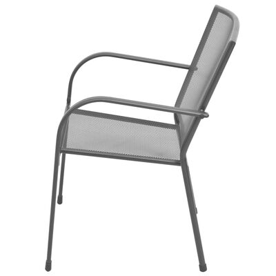vidaXL Krzesła ogrodowe, sztaplowane, 2 szt., stalowe, szare