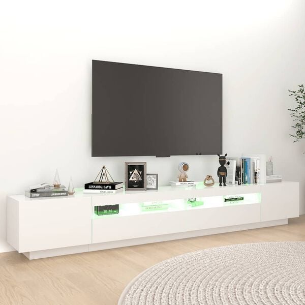 vidaXL Szafka pod TV z oświetleniem LED, biała, 260x35x40 cm