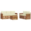 vidaXL Zestawy sof 6 pcs Naturalny i Kremowy Lite Drewno Akacji