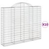 vidaXL Kosze gabionowe, 10 szt, 200x30x160/180cm, galwanizowane żelazo