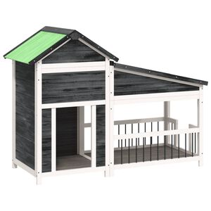 vidaXL Buda dla psa, szara, 143x60,5x109 cm, drewno sosnowe