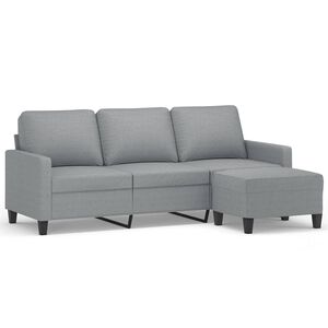 vidaXL 3-osobowa sofa z podn&oacute;żkiem, jasnoszara, 180 cm, tkaniną