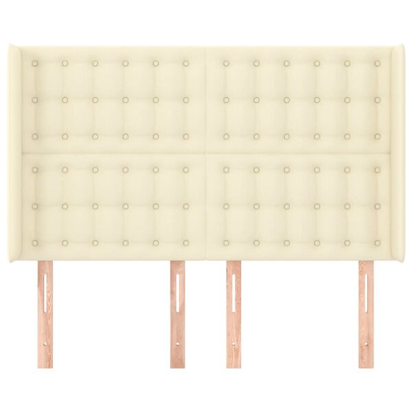 vidaXL Zagł&oacute;wek uszak, kremowy, 147x16x118/128 cm, sztuczna sk&oacute;ra