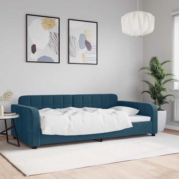 vidaXL Sofa z funkcją spania, niebieska, 100x200 cm, obita aksamitem