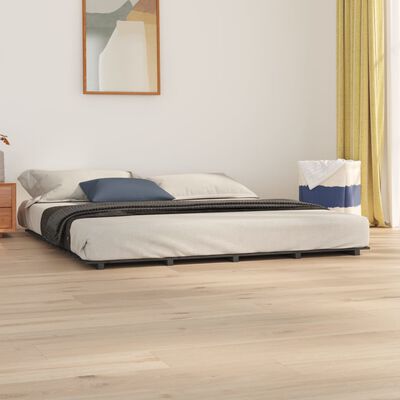 vidaXL Rama łóżka, szara, 160 x 200 cm, lite drewno sosnowe
