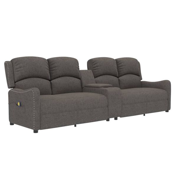 vidaXL Rozkładany fotel masujący z uchwytem 4-os., jasnoszary, tkanina