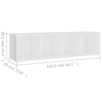 vidaXL Szafka pod TV, biała, 142,5x35x36,5 cm, płyta wiórowa