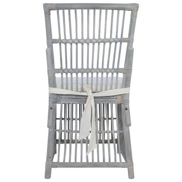 vidaXL Krzesła stołowe z poduszkami, 2 szt., szare, naturalny rattan