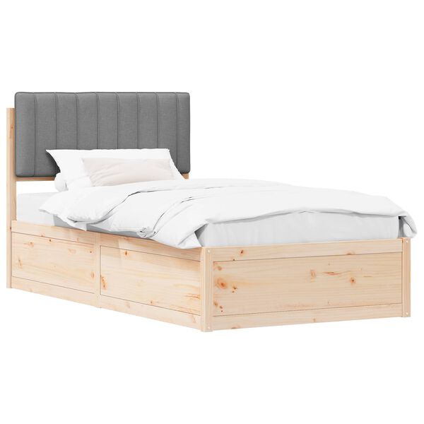 vidaXL Ramka ł&oacute;żka z tapicerowanym wezgłowiem Jasnoszary 100 x 200 cm