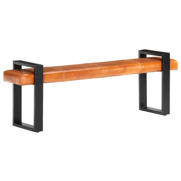vidaXL Ławka, 160 cm, czarno-brązowa, prawdziwa sk&oacute;ra kozia