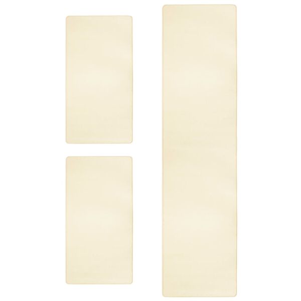 vidaXL Puszyste dywaniki do sypialni, długie włosie, 3 szt., kremowe