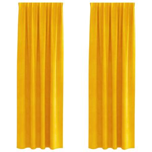 vidaXL Zasłony zaciemniające 2 pcs Musztardowy Ż&oacute;łty 140 x 260 cm