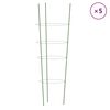 vidaXL Podp&oacute;rki dla roślin, z 4 obręczami, 5 szt, zielone, 90 cm, stal