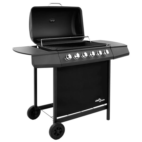 vidaXL Grill gazowy z 6 palnikami, czarny