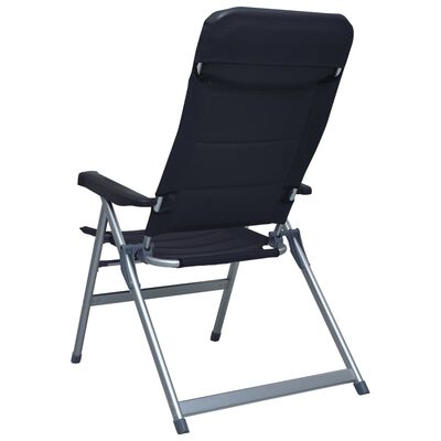 vidaXL Rozkładane krzesła ogrodowe, 2 sztuki, aluminiowe, czarne