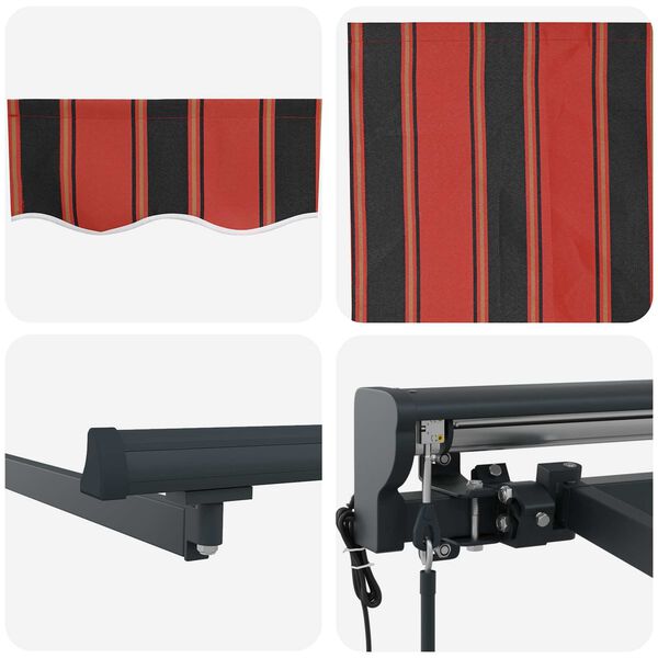 vidaXL Markiza zwijana Pomarańczowy i Czarny 350 x 250 cm