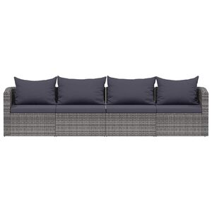 vidaXL 4-cz. zestaw mebli do ogrodu z poduszkami, rattan PE, szary