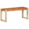 vidaXL Ławka, 110 cm, brązowa sk&oacute;ra naturalna i lite drewno mango