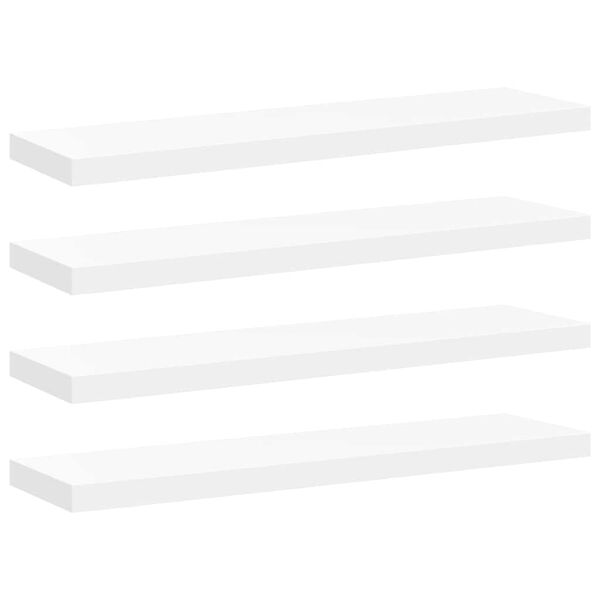 vidaXL P&oacute;łki ścienne, 4 szt., białe, 90x23,5x3,8 cm, MDF