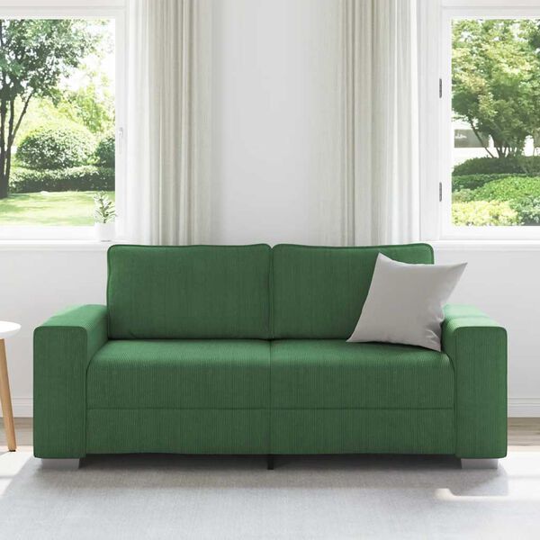 vidaXL Sofa dwuosobowa, ciemnozielona, 180x77x82 cm, tkanina sztruksowa